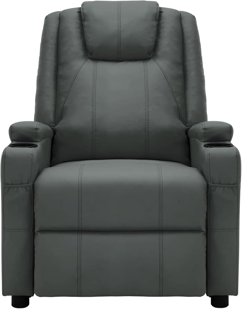 Sillón de Masaje reclinable eléctrico Sillón de Masaje Reclinable Sillón Relax de Salón Masaje y Calentamiento, 6 Puntos,Cuero sintética Antracita 75 x 88 x 106 cm