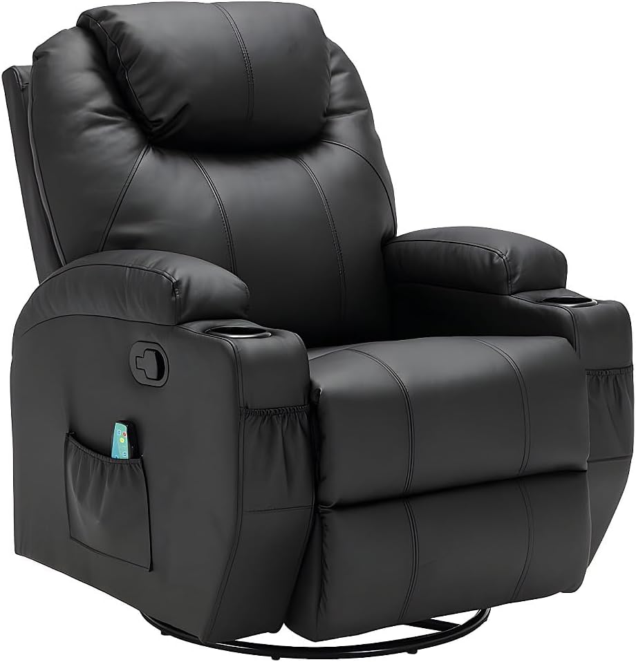 Venta-Unica - Sillón de Masaje Silvano de Piel sintética - Negro