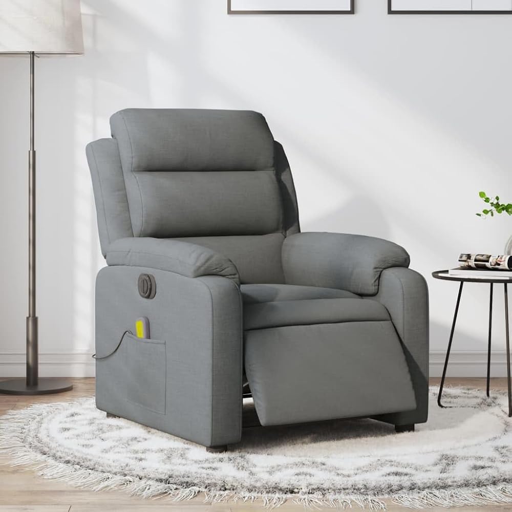 Festnight Sillón Relax Eléctrico Masaje, Sillón Masaje, Sillón Masaje Eléctrico y Reclinable Tela, Sillon Relax Reclinable Electrico, Masaje con Reclinación Eléctrica, Gris Oscuro