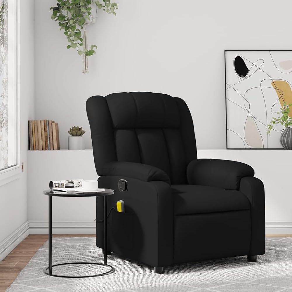 INLIFE Sillón de masaje reclinable negro de piel sintética y sillas (22 kg)