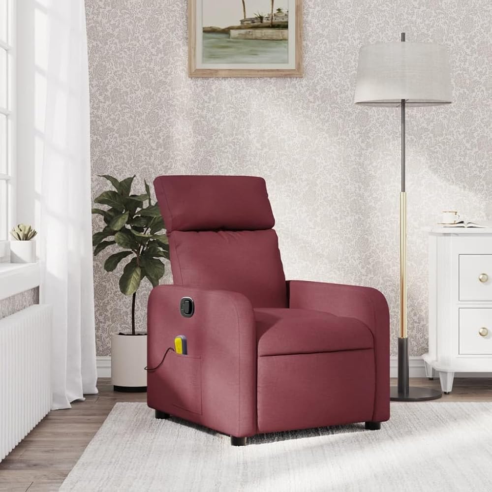 INLIFE Sillón de masaje reclinable rojo vino de tela muebles, sillas (20,3 kg)