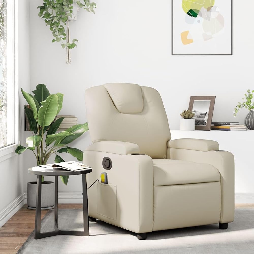 sillón masaje reclinable crema
