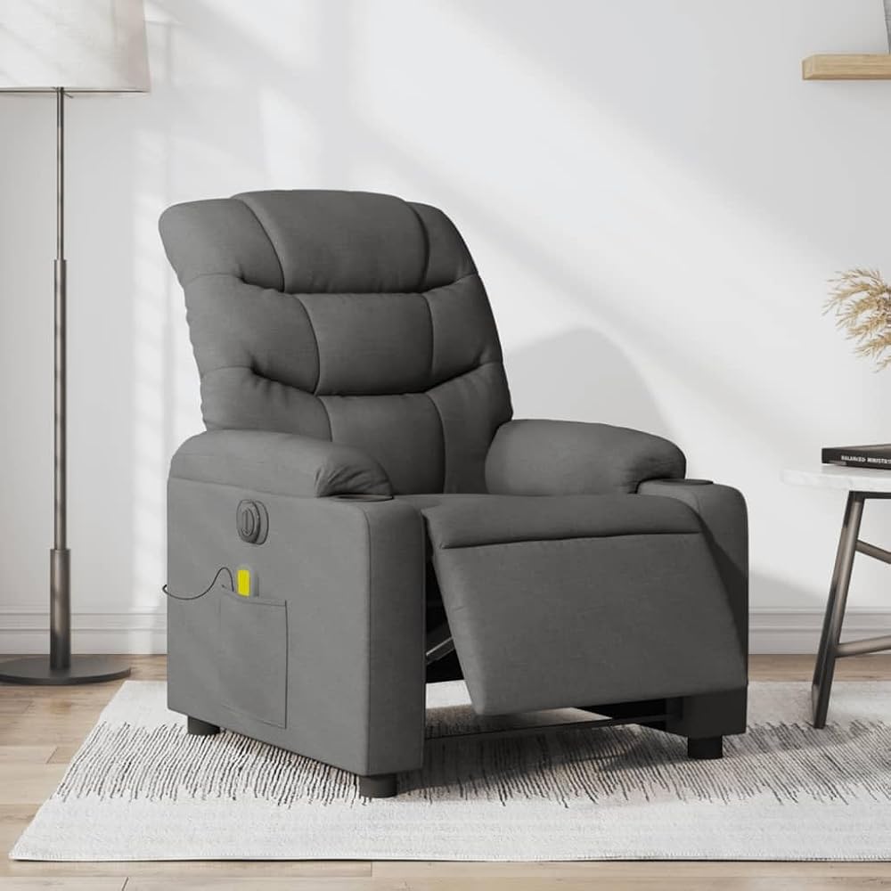 Sillón reclinable de Masaje Sillon Relax reclinable Sillon Masaje Lounge Chair Sillon Relax eléctrico Tela Gris Oscuro - 3206637