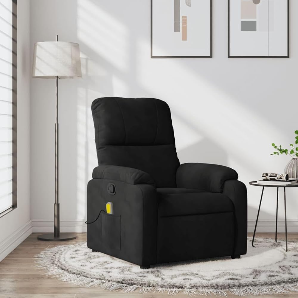 Sillón de masaje, sillón de relax, masaje, sillón de masaje, sillón de salón, color negro, tejido de microfibra
