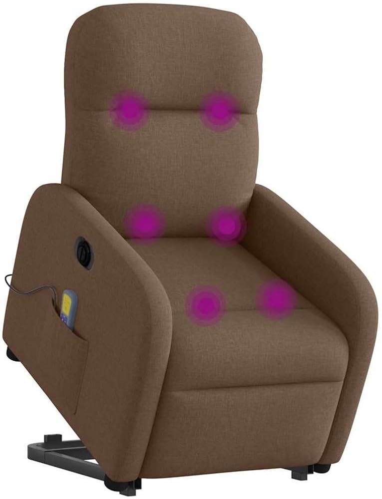 vidaXL Sillón de Masaje eléctrico reclinable elevable Tela marrón