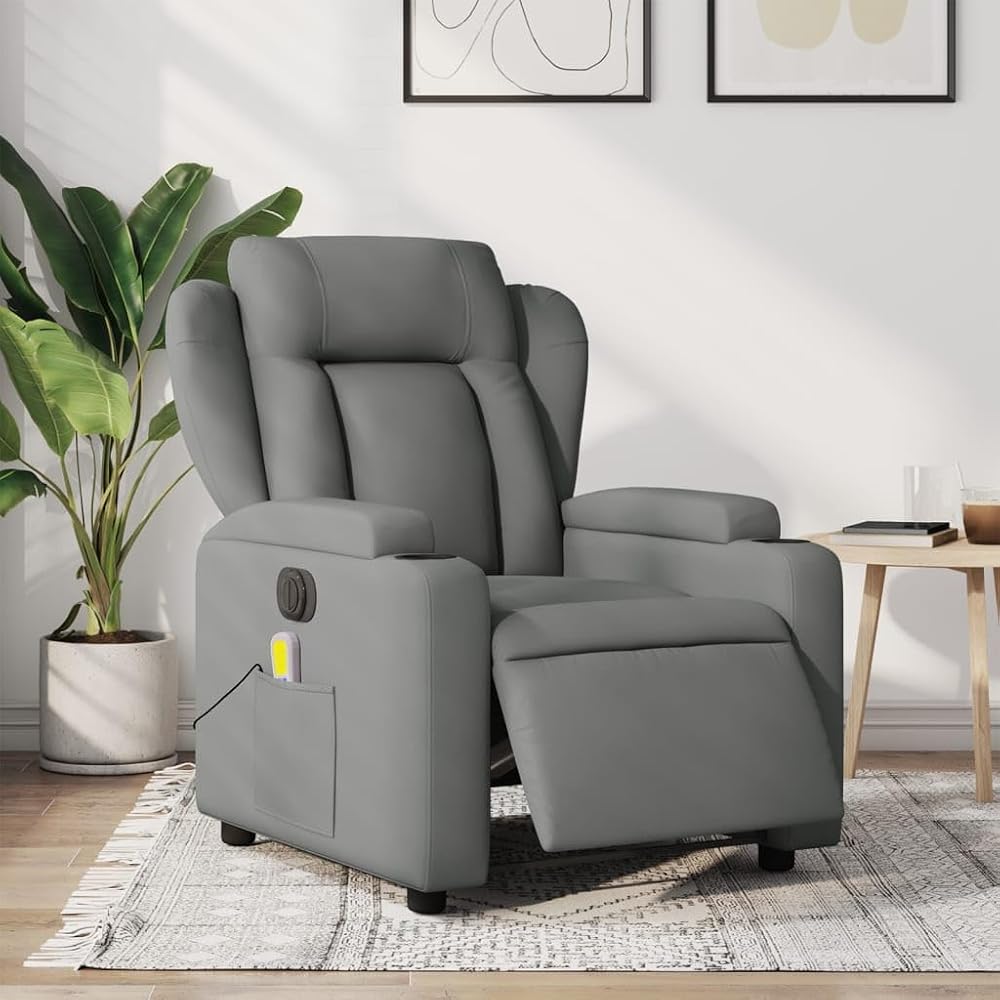 Sillón reclinable de Masaje Sillon Relax reclinable Sillon Masaje Lounge Chair Sillon Relax eléctrico Tela Gris Oscuro - 3204471