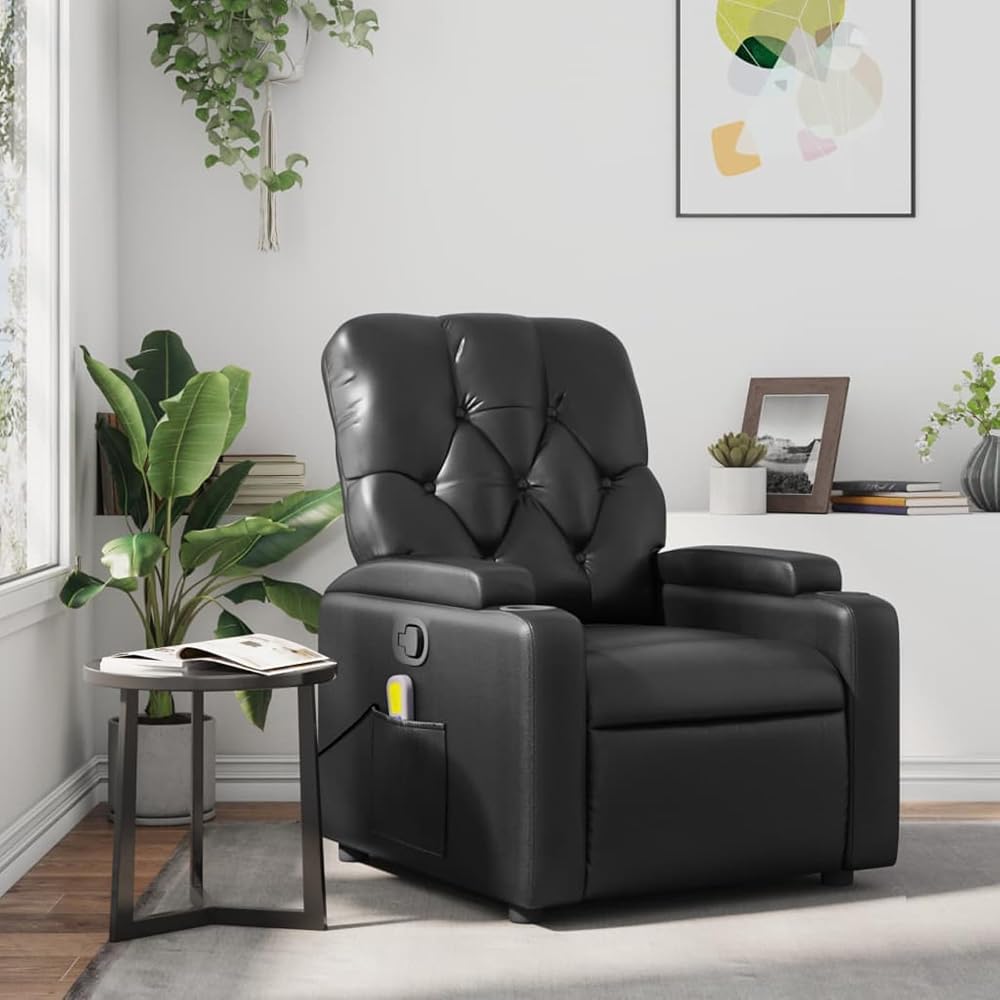 Sillón de masaje, sillón de relax, masaje, sillón de masaje, sillón de salón, color negro, piel sintética