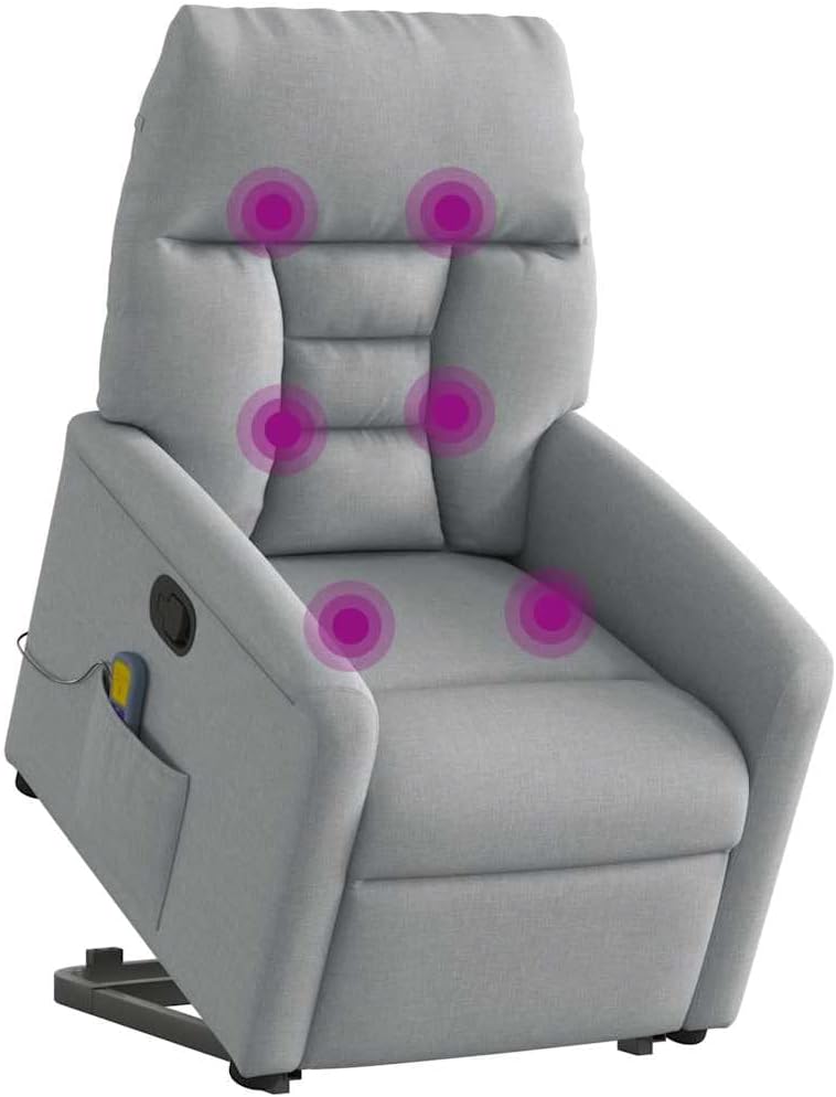 vidaXL Sillón de Masaje reclinable de pie de Tela Gris Claro