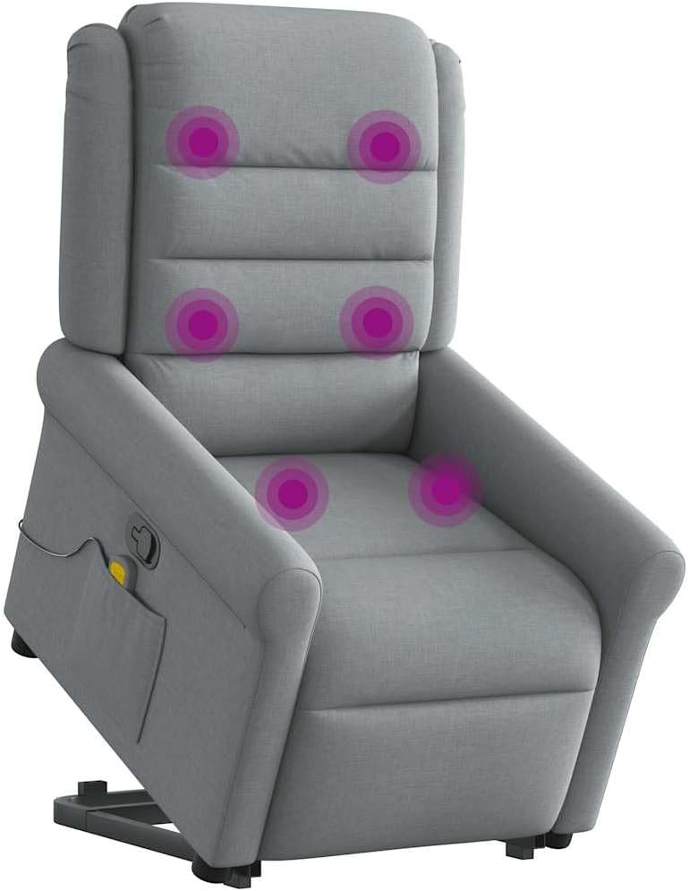 vidaXL Sillón de Masaje reclinable de pie de Tela Gris Claro