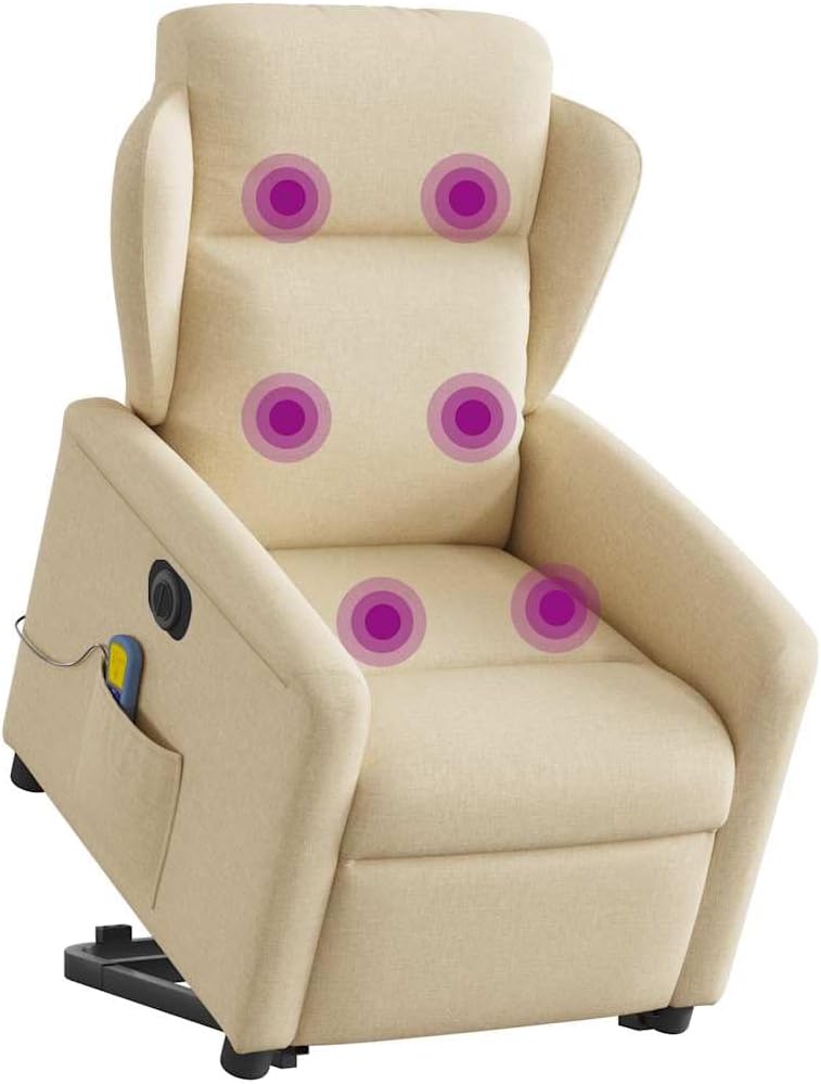 vidaXL Sillón de Masaje eléctrico reclinable elevable Tela Crema
