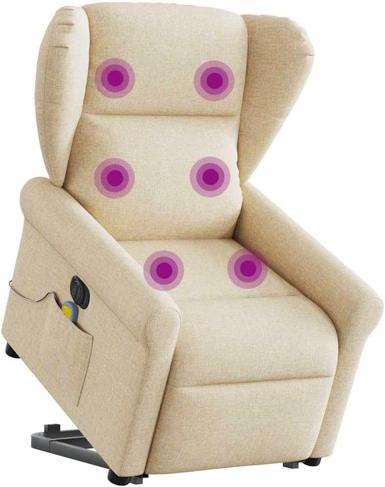 vidaXL Sillón de Masaje eléctrico reclinable elevable Tela Crema