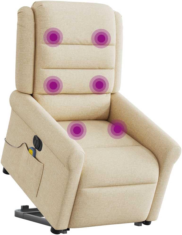 vidaXL Sillón de Masaje eléctrico reclinable elevable Tela Crema
