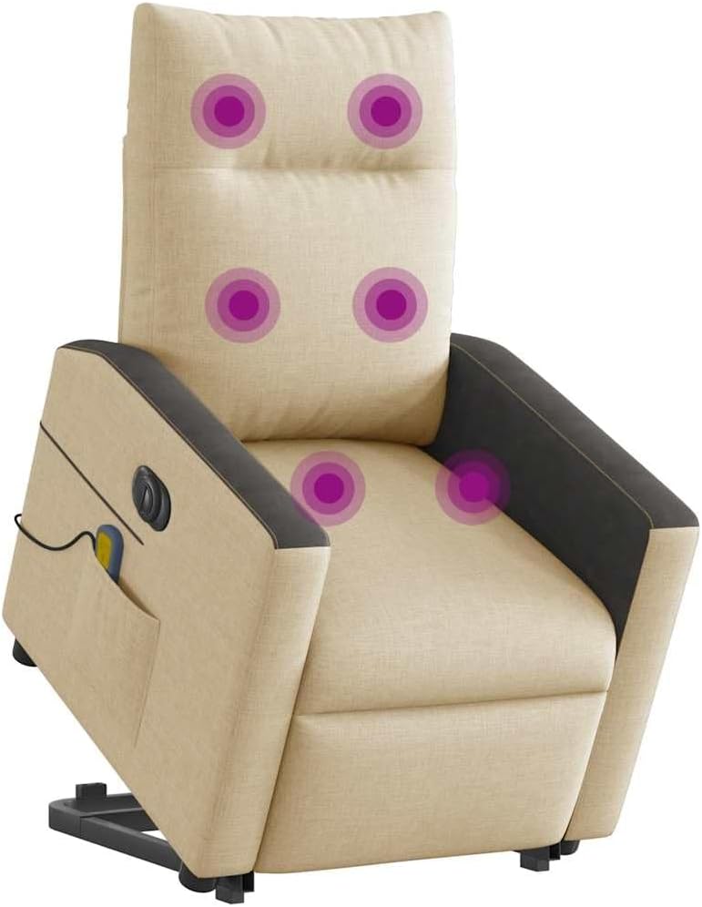 vidaXL Sillón de Masaje eléctrico reclinable elevable Tela Crema