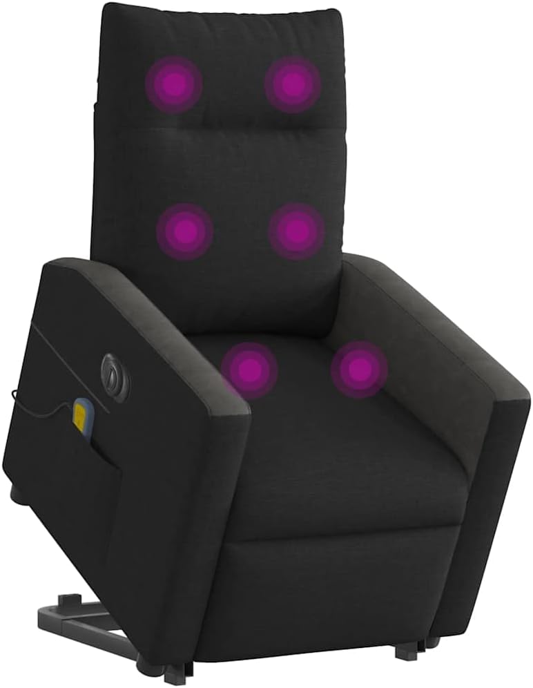 vidaXL Sillón de Masaje eléctrico reclinable elevable Tela Negro