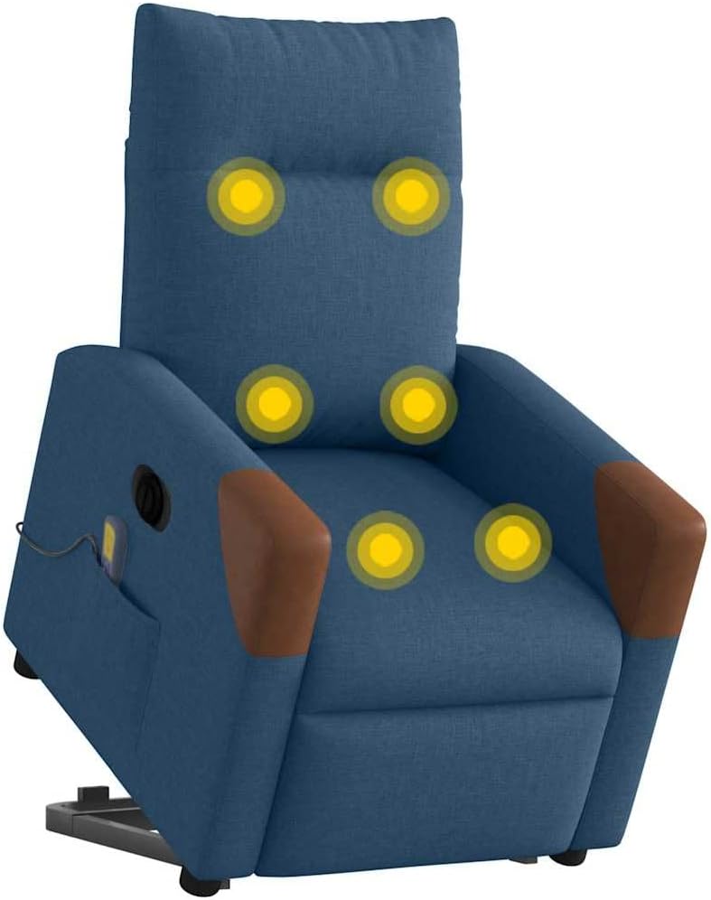 vidaXL Sillón de Masaje eléctrico reclinable elevable de Tela Azul