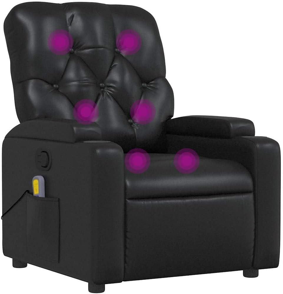 Sillón de Masaje reclinable Cuero sintético Negro Relax sillón