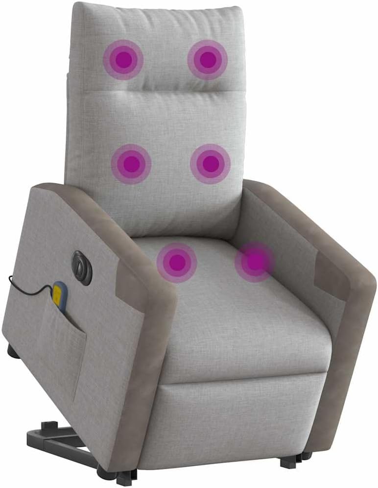 Sillón de Masaje eléctrico reclinable elevable Tela Gris Nube, Sillón Relax