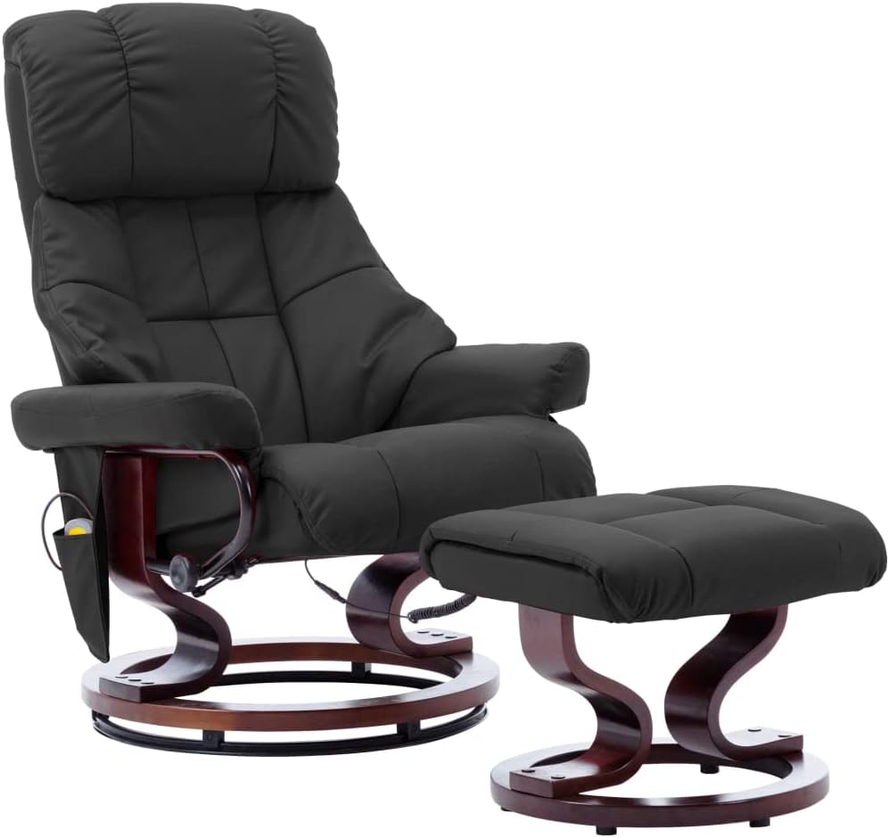 Genérico Sillón reclinable Masaje Cuero sintético Madera Curvada Gris,Mobiliario,Sillas,Sillones de Masaje eléctricos-289868