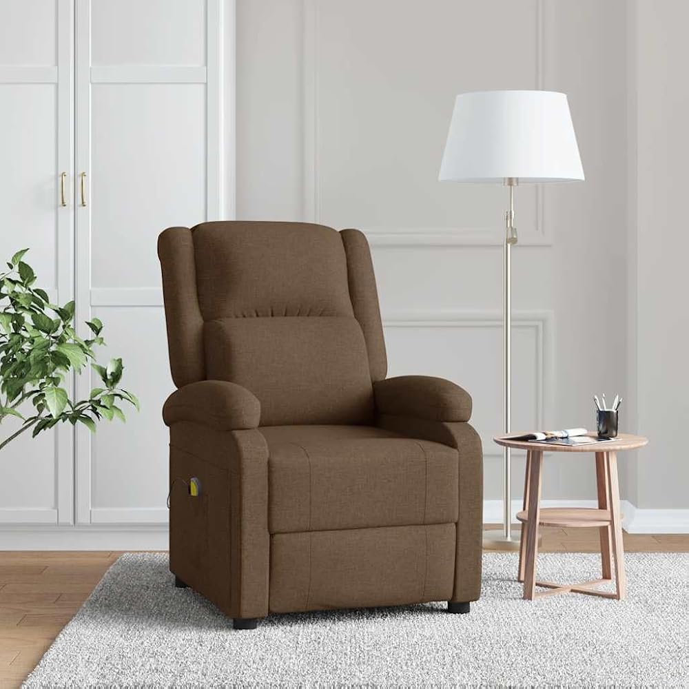 Genérico Sillón de Masaje eléctrico Tela marrón,Mobiliario,Sillas,Sillones de Masaje eléctricos-348449
