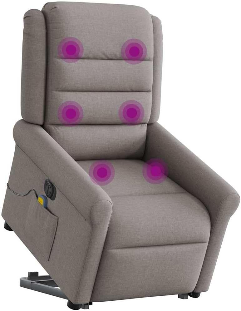 Genérico Sillón de Masaje eléctrico reclinable elevable Tela taupé,Mobiliario,Sillas,Sillones-3303351