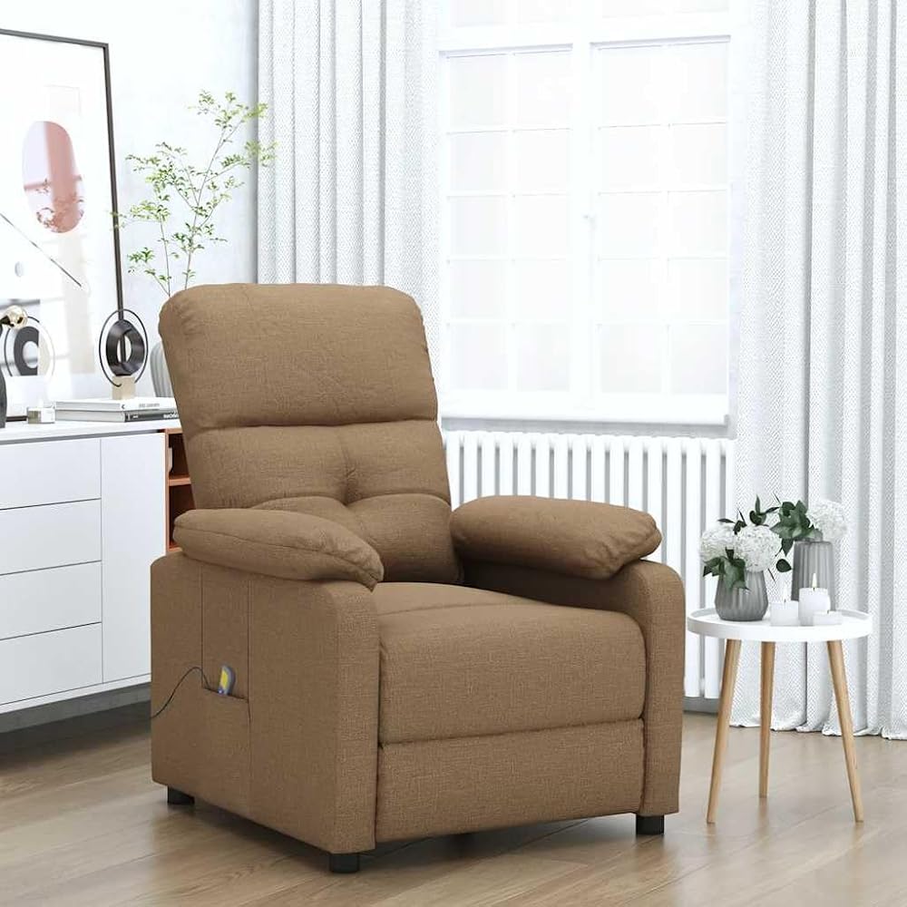 Genérico Sillón de Masaje eléctrico Tela marrón,Sillas,Sillones de Masaje eléctricos-289676