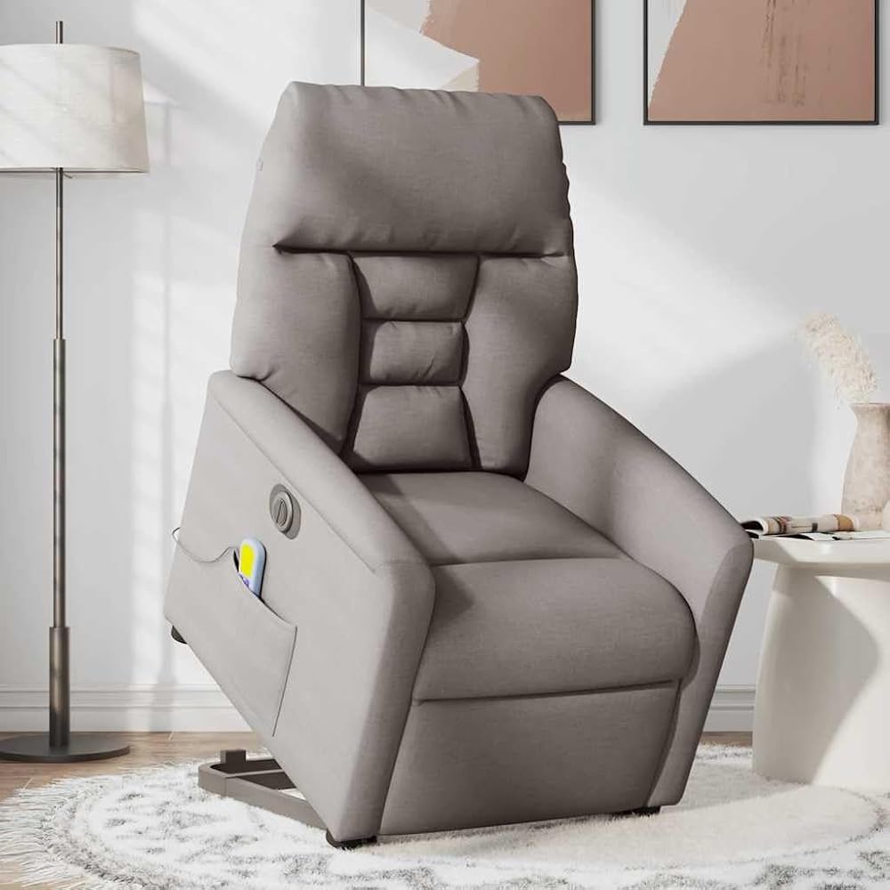 Genérico Sillón de Masaje eléctrico reclinable elevable Tela taupé,Mobiliario,Sillas,Sillones,3303069
