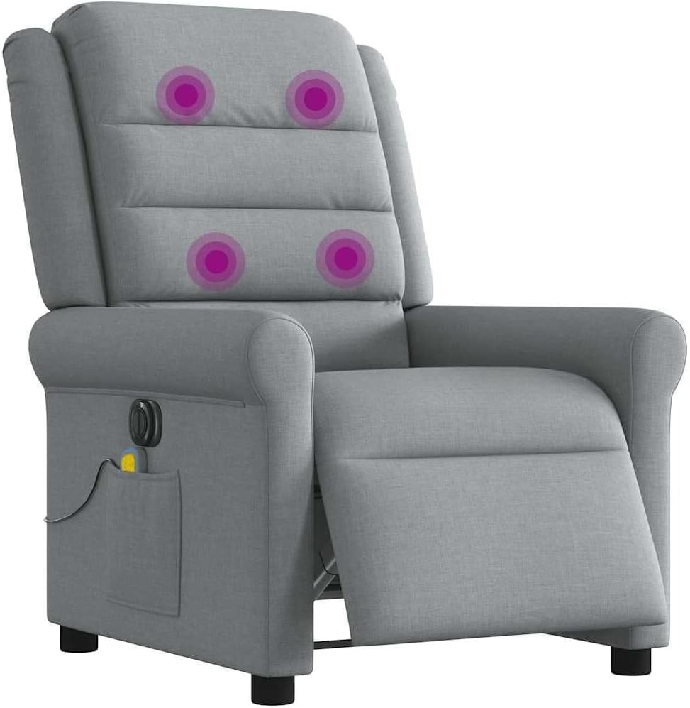 Sillón reclinable de Masaje eléctrico Tela Gris Claro,Sillon Relax