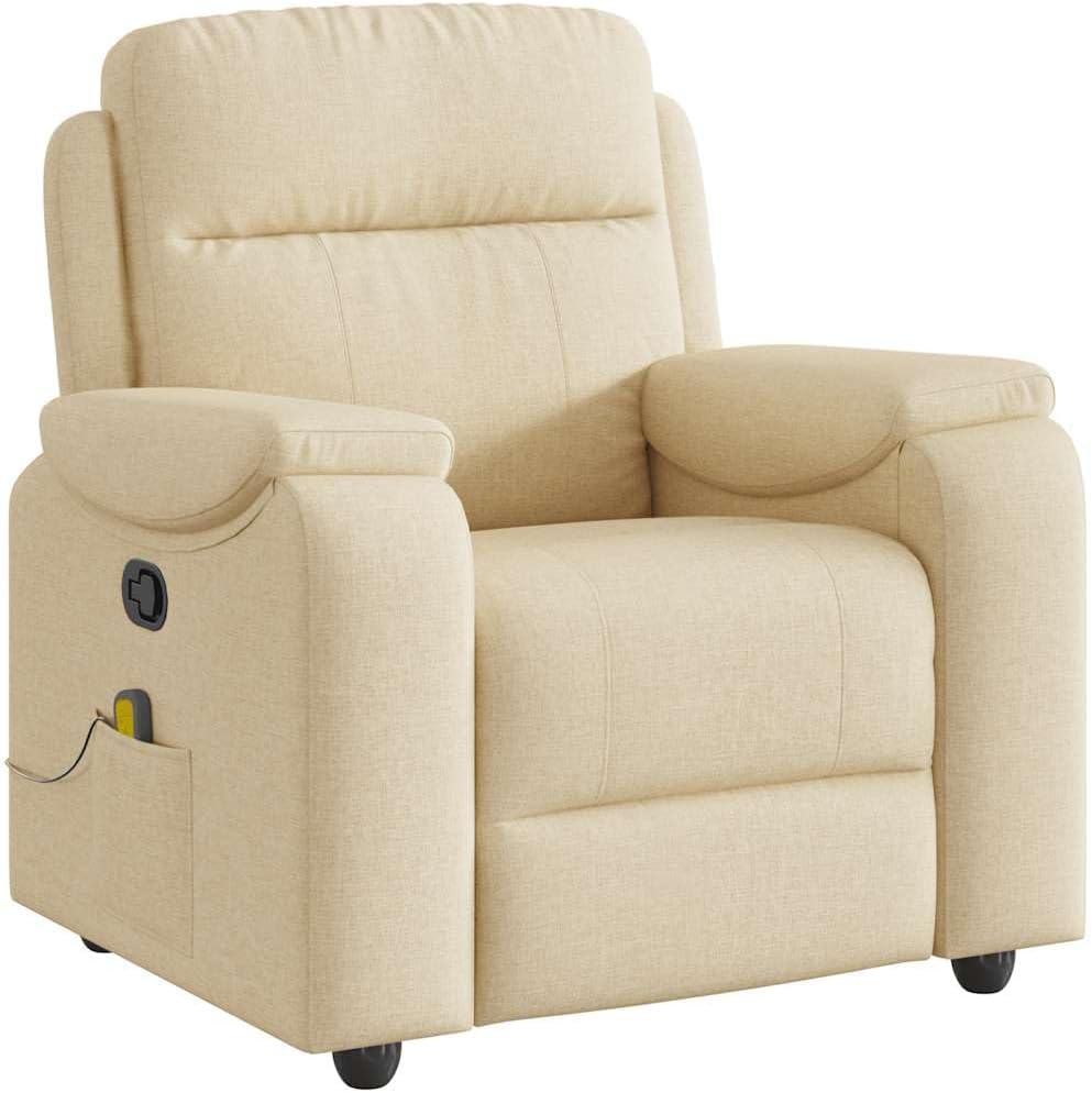 Sillón de Masaje reclinable de Tela Crema, Sillón Relax Reclinable