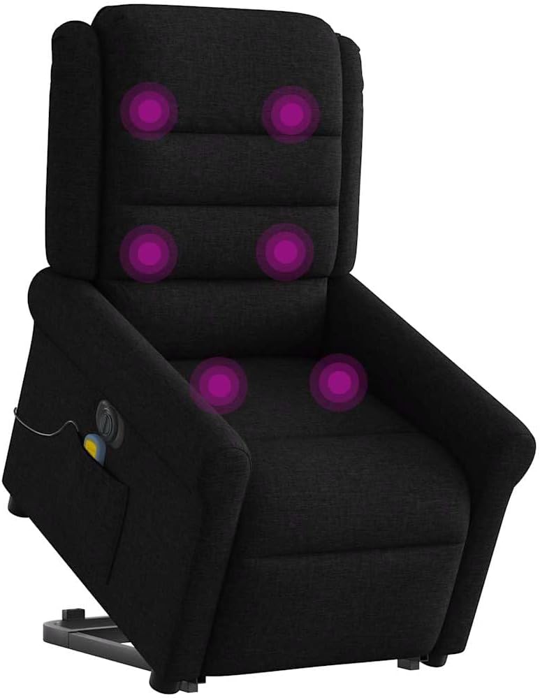 Sillón de Masaje eléctrico reclinable elevable Tela Negro, Sillón Relax