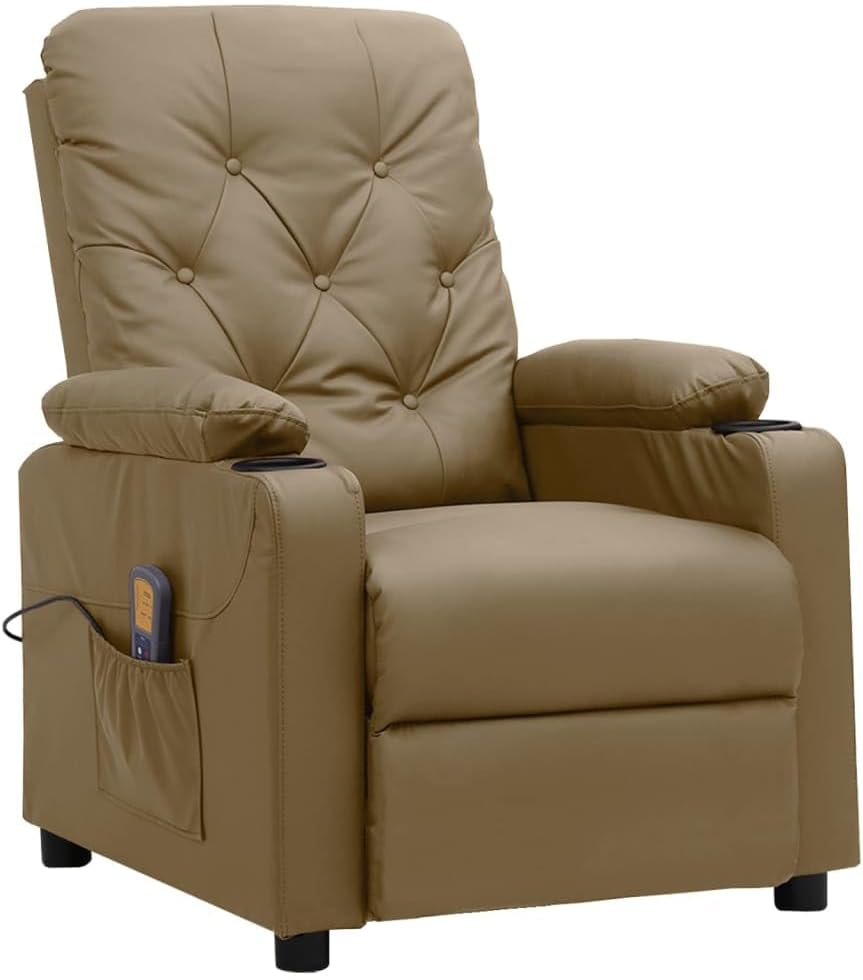 Sillón de masaje de piel sintética, 6 puntos de vibración, ajustable manualmente, sillón relax para salón, estable y fácil de limpiar