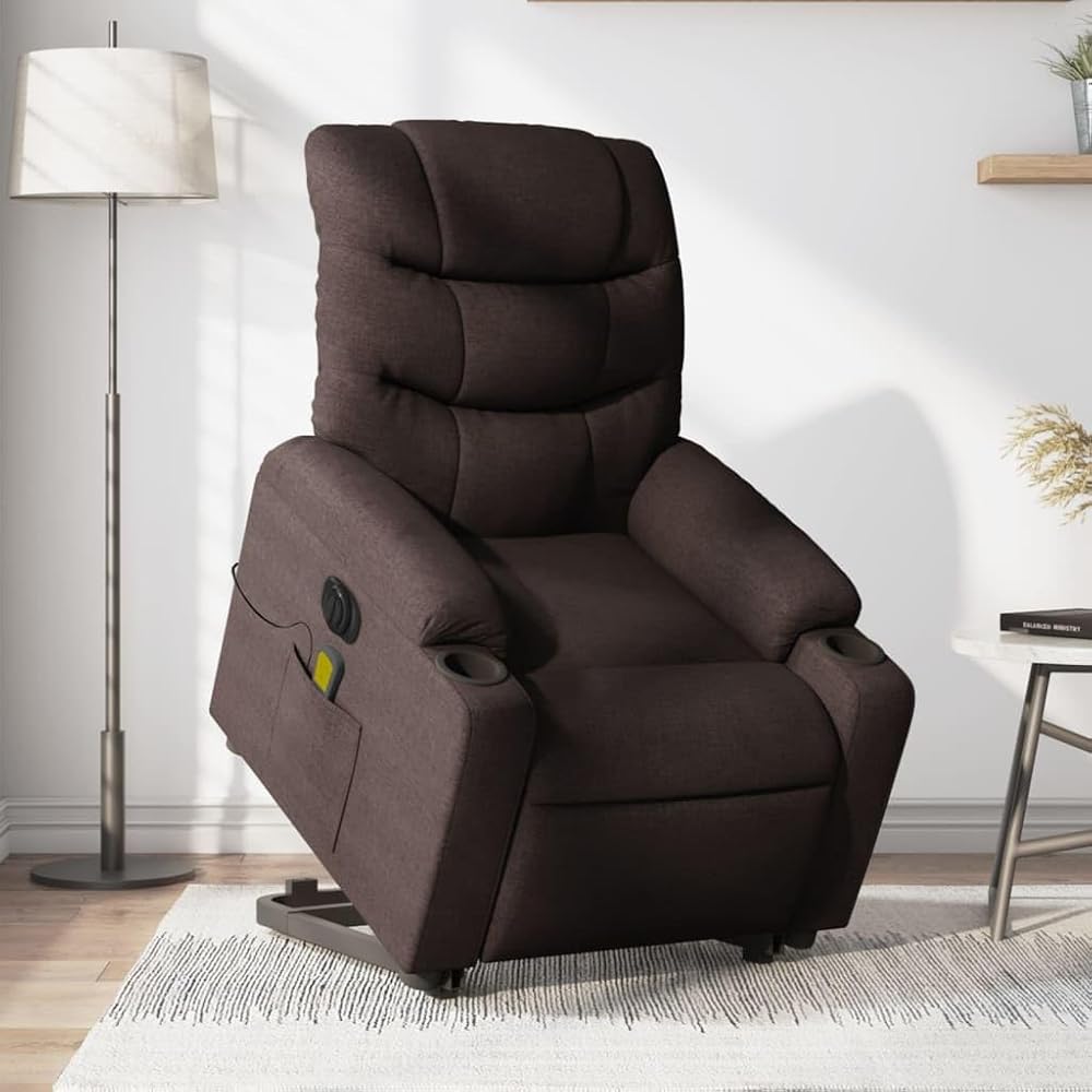 Sillón Masaje eléctrico reclinable elevable Tela marrón Oscuro,Mobiliario,Sillas,Sillones,29.7kg-3206677