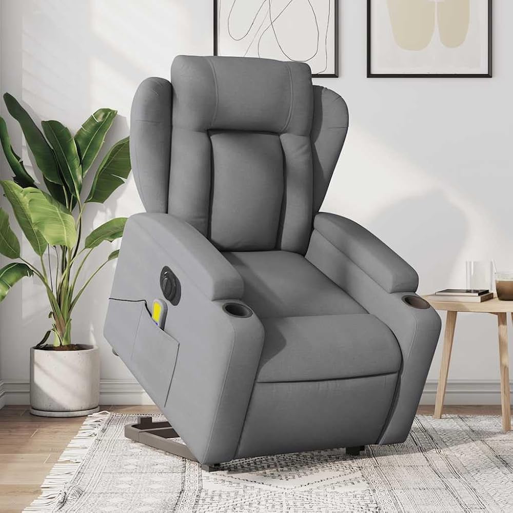 Sillón de Masaje eléctrico reclinable elevable Tela Gris Claro,Mobiliario,Sillas,Sillones,29.95kg-3204518