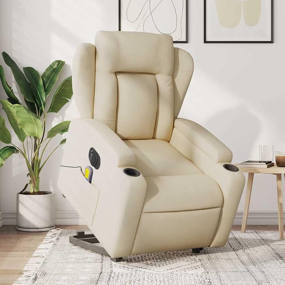 Sillón de Masaje eléctrico reclinable elevable Tela Crema,Mobiliario,Sillas,Sillones,29.95kg-3204527