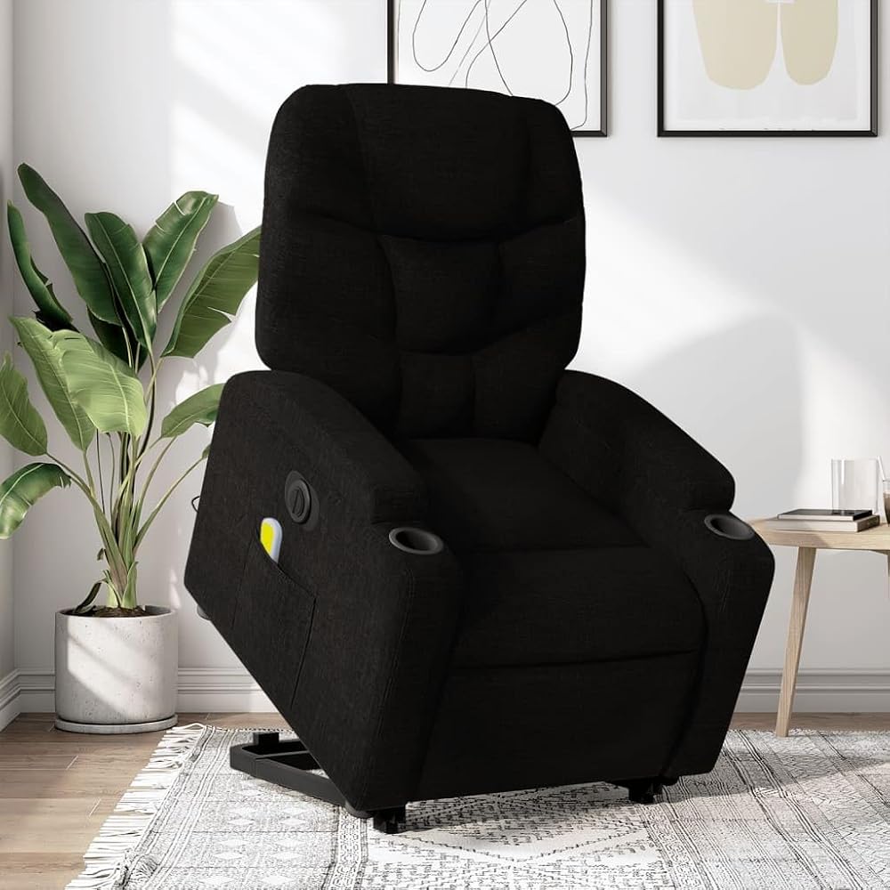Sillón de Masaje eléctrico reclinable elevable Tela Negro,Mobiliario,Sillas,Sillones,29.5kg-3204634