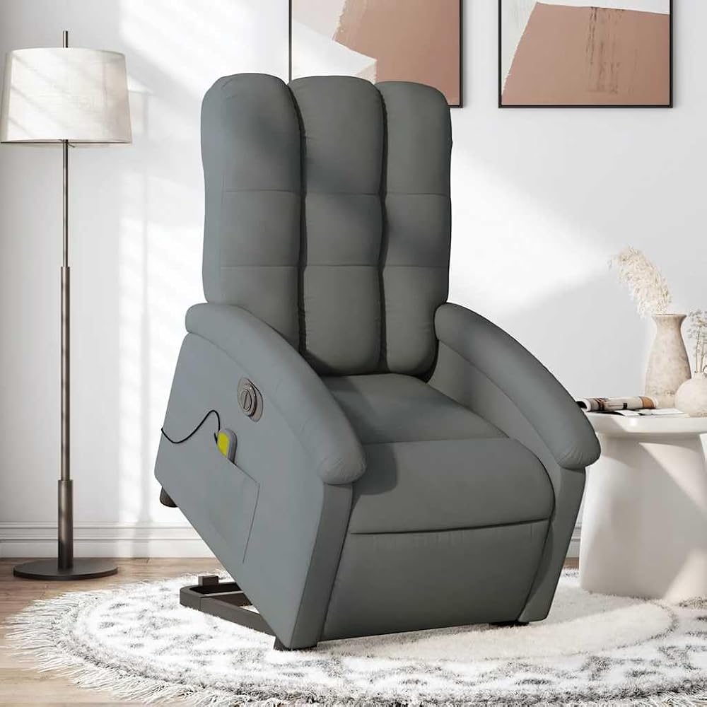 Sillón de Masaje eléctrico reclinable elevable Tela Gris Oscuro,Mobiliario,Sillas,Sillones,29.35kg-3204129