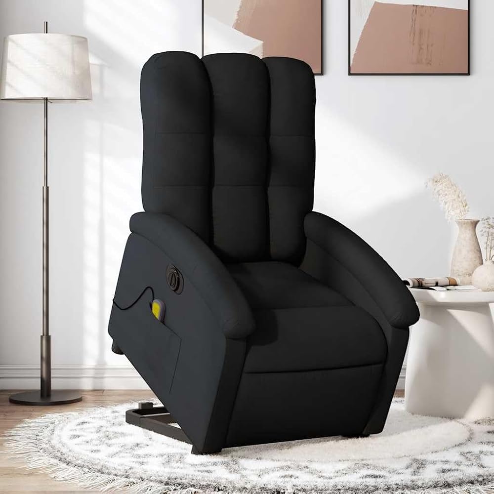 Sillón de Masaje eléctrico reclinable elevable Tela Negro,Mobiliario,Sillas,Sillones,29.35kg-3204130