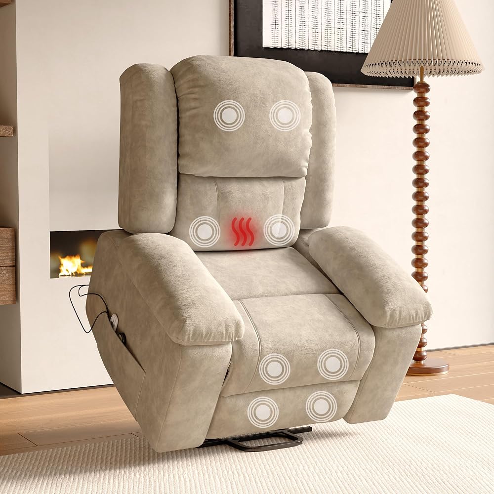 Silla de Masaje eléctrica,Sillón Relax con 8 Zonas de Masaje potentes y 2 Puntos de Calor, sillón de Masaje con calefacción y Tumbona eléctrica con Bolsillos Laterales reclinables,Burn