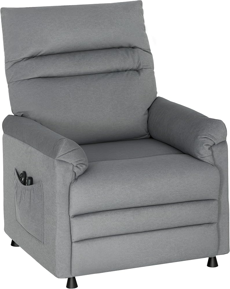 HOMCOM Sillón Relax Reclinable Eléctrico, con Calor Lumbar y Masaje Vibración, Sillón Masaje Relax, Motor Silencioso, Función de Memoria, Bolsillos, Control Remoto con USB, Tejido Pet-Friendly, Gris
