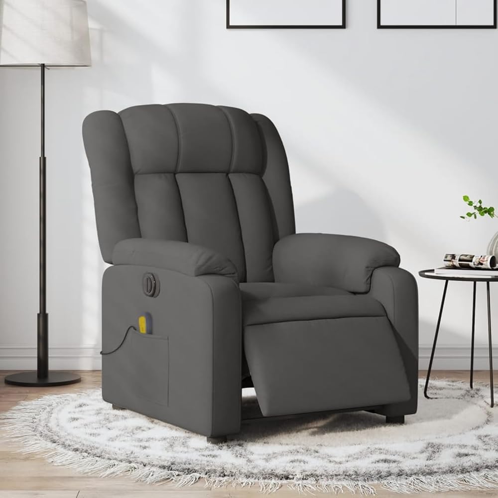 Gecheer Sillón de Masaje Eléctrico Reclinable - 6 Puntos de Masaje, Función de Reclinación 135°, Color Gris Oscuro Modelo LYKZJ-3205305ESGMRX